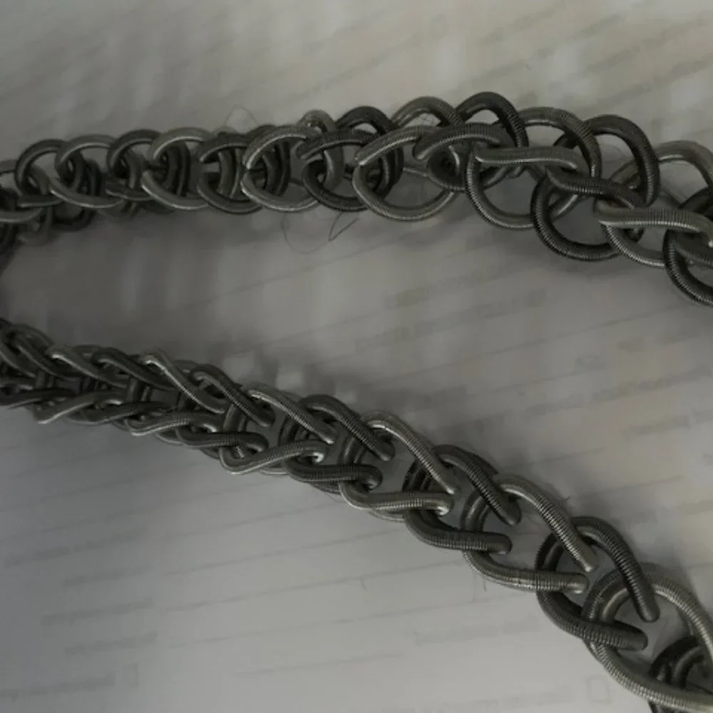 Unique 2-Tone gray piano wire stretch art necklace and earrings: modern, clean - Picture 4 of 6